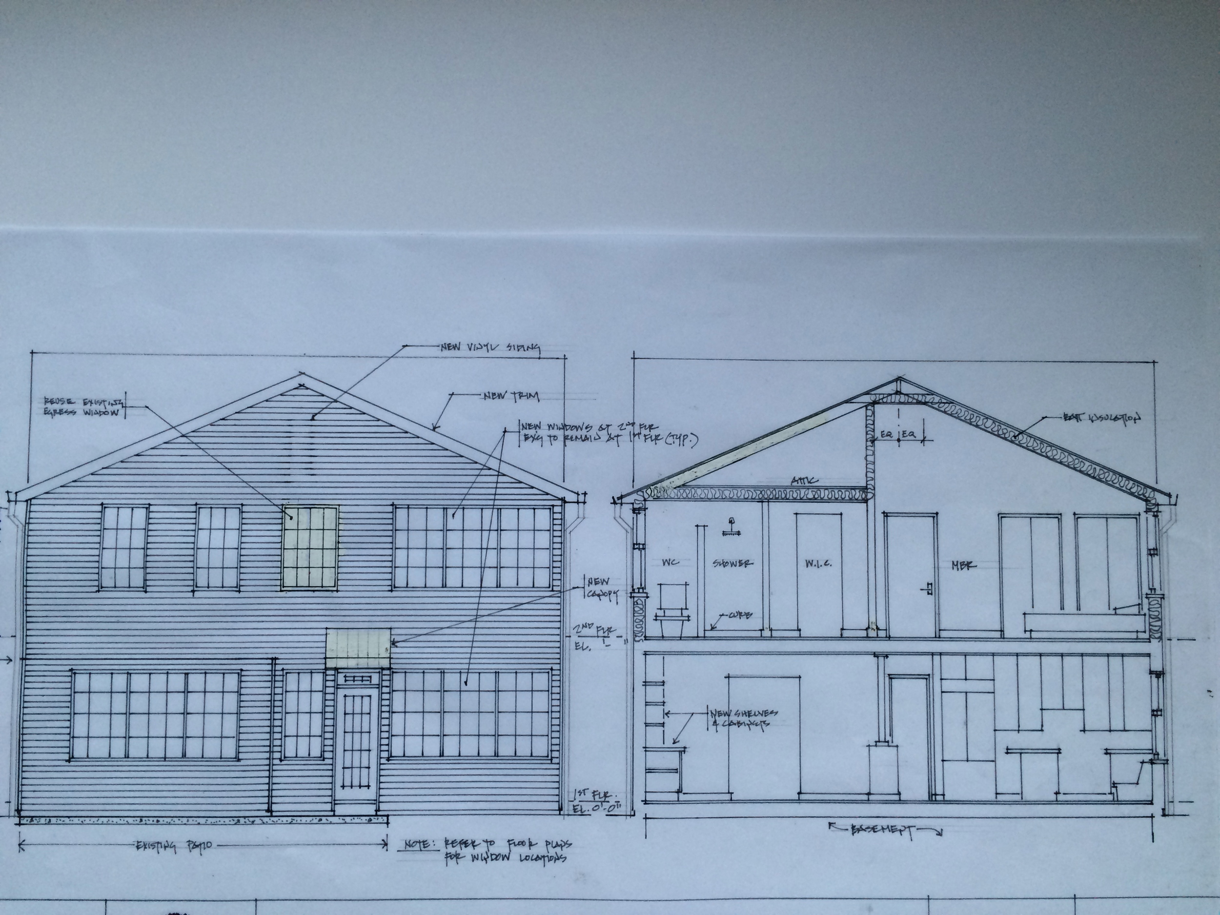 SOUTH ELEVATION AND SECTION