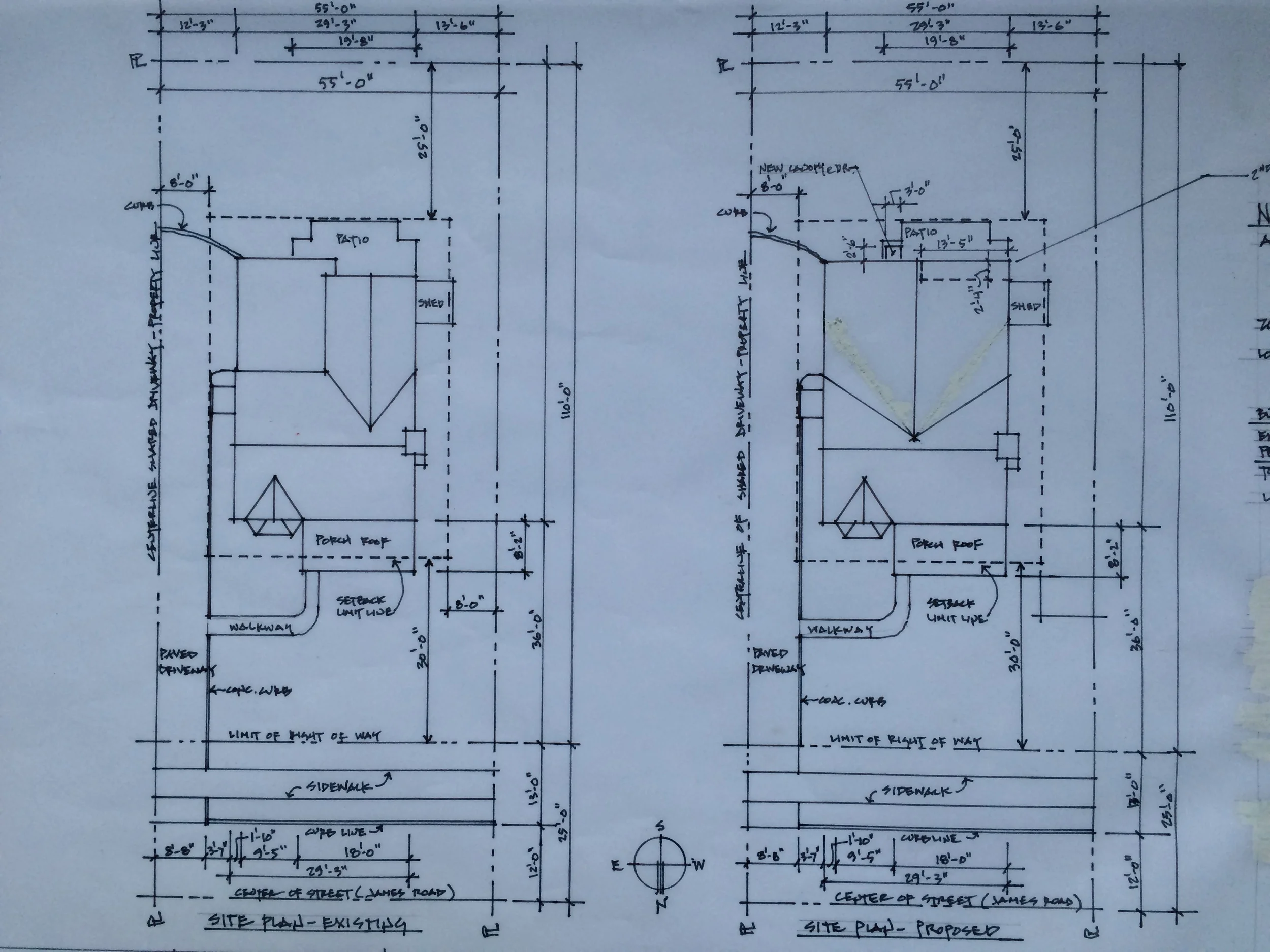 EXISTING AND NEW SITE PLANS
