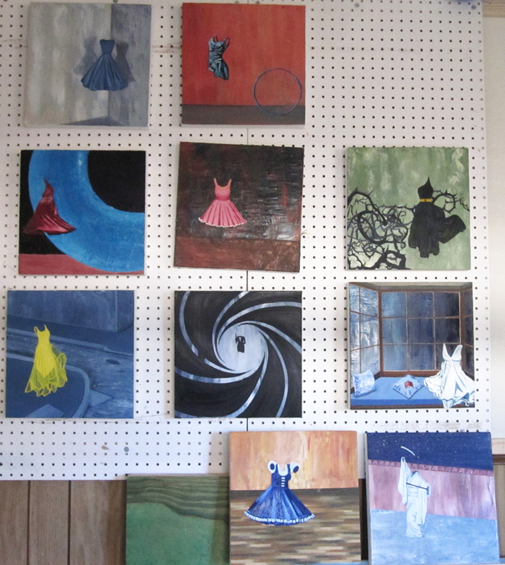 In-progress paintings in my series "Flawless"