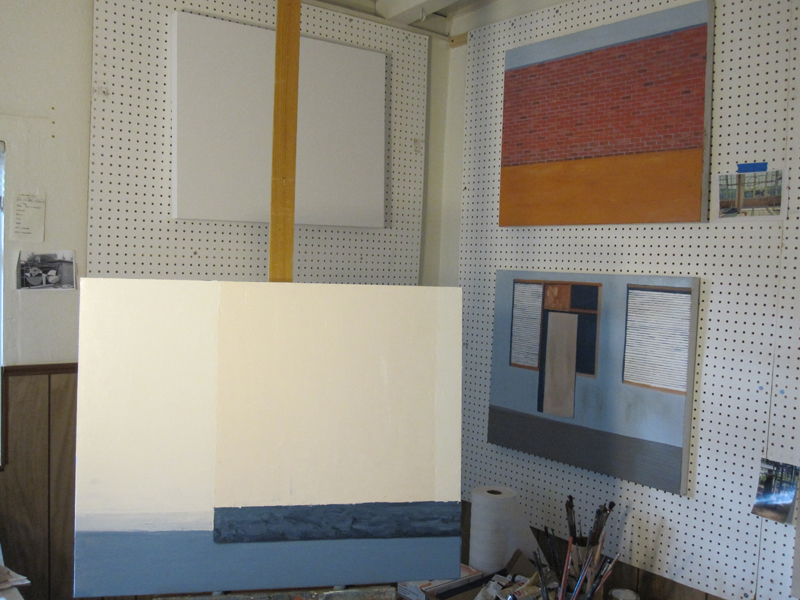 In-progress paintings
