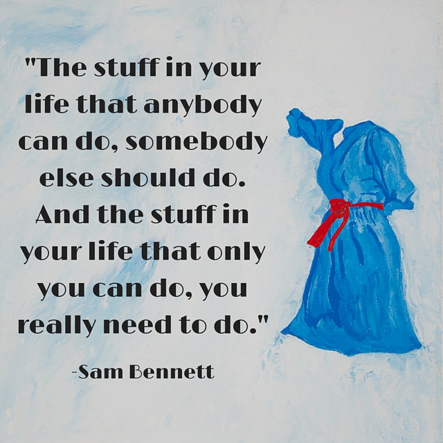 Quote from an interview of Sam Bennett with Antrese Wood of The Savvy Painter podcast ; overlaid on top of my 2011 painting, Wave . 
