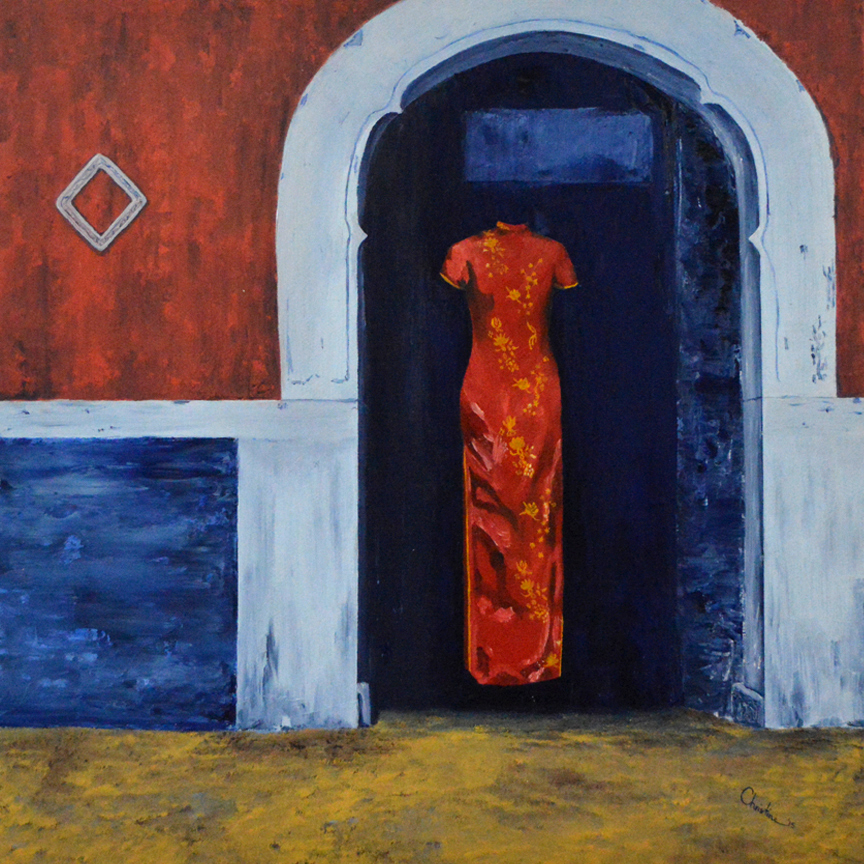 Walking Away , 2015. 12"x12". Oil on canvas. Sold.