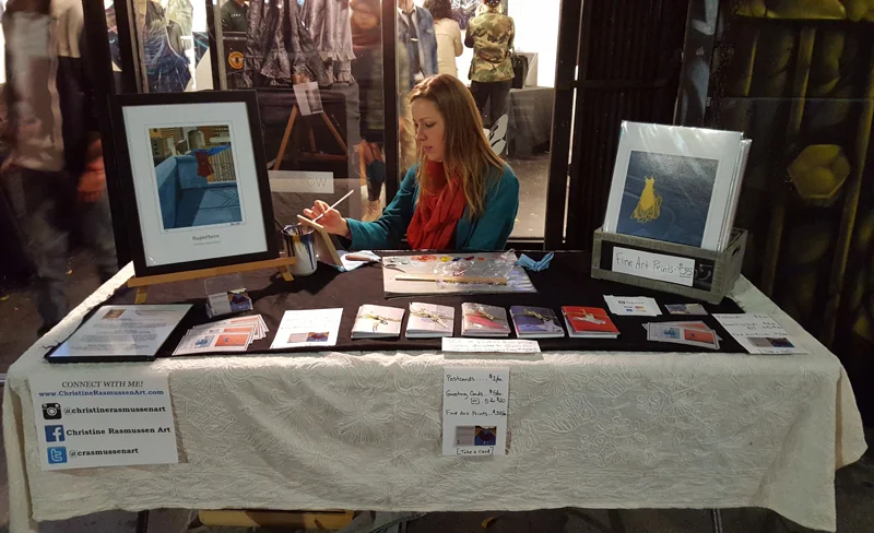 Pictured: my setup from March 2016 DTLA Artwalk. Photo credit: Adi Marie. 