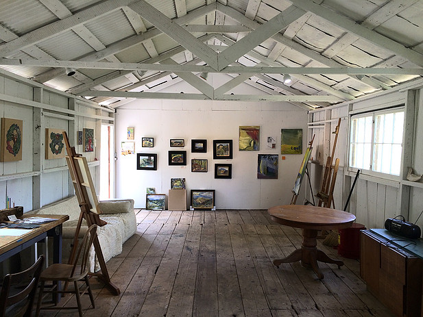 Studio in the converted barn at Chalk Hill.