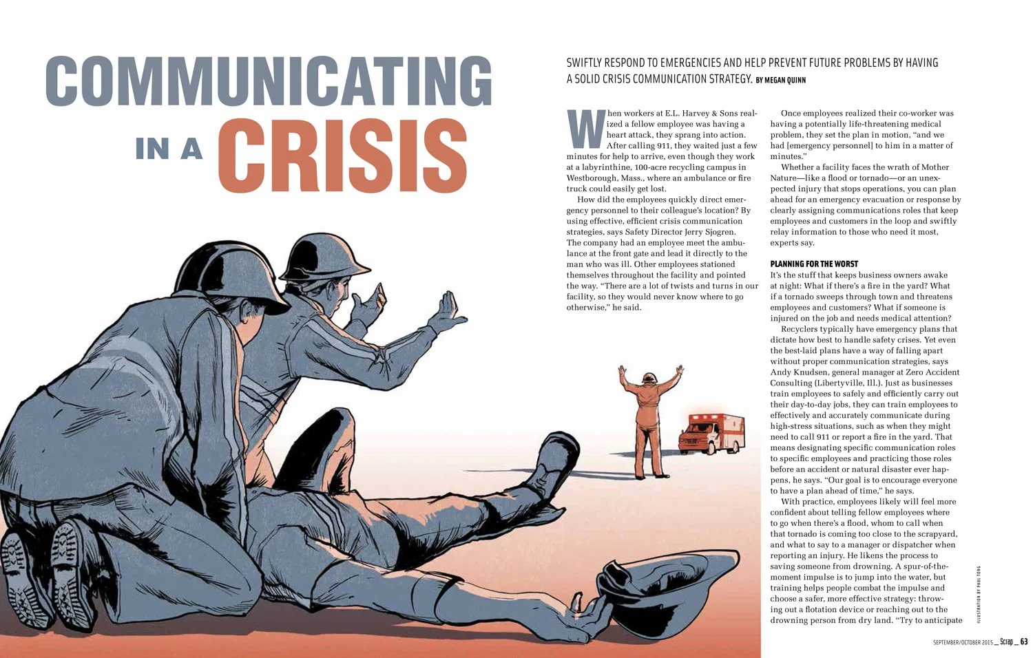 Scrap Magazine, September/October, "Safety Spotlight / Communicating in a Crisis". All Images Paul Tong © 2015
