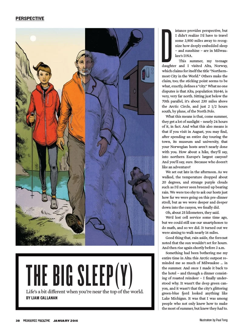 Milwaukee Magazine, January 2016 Issue, "The Big Sleep(y)". All Images Paul Tong © 2015
