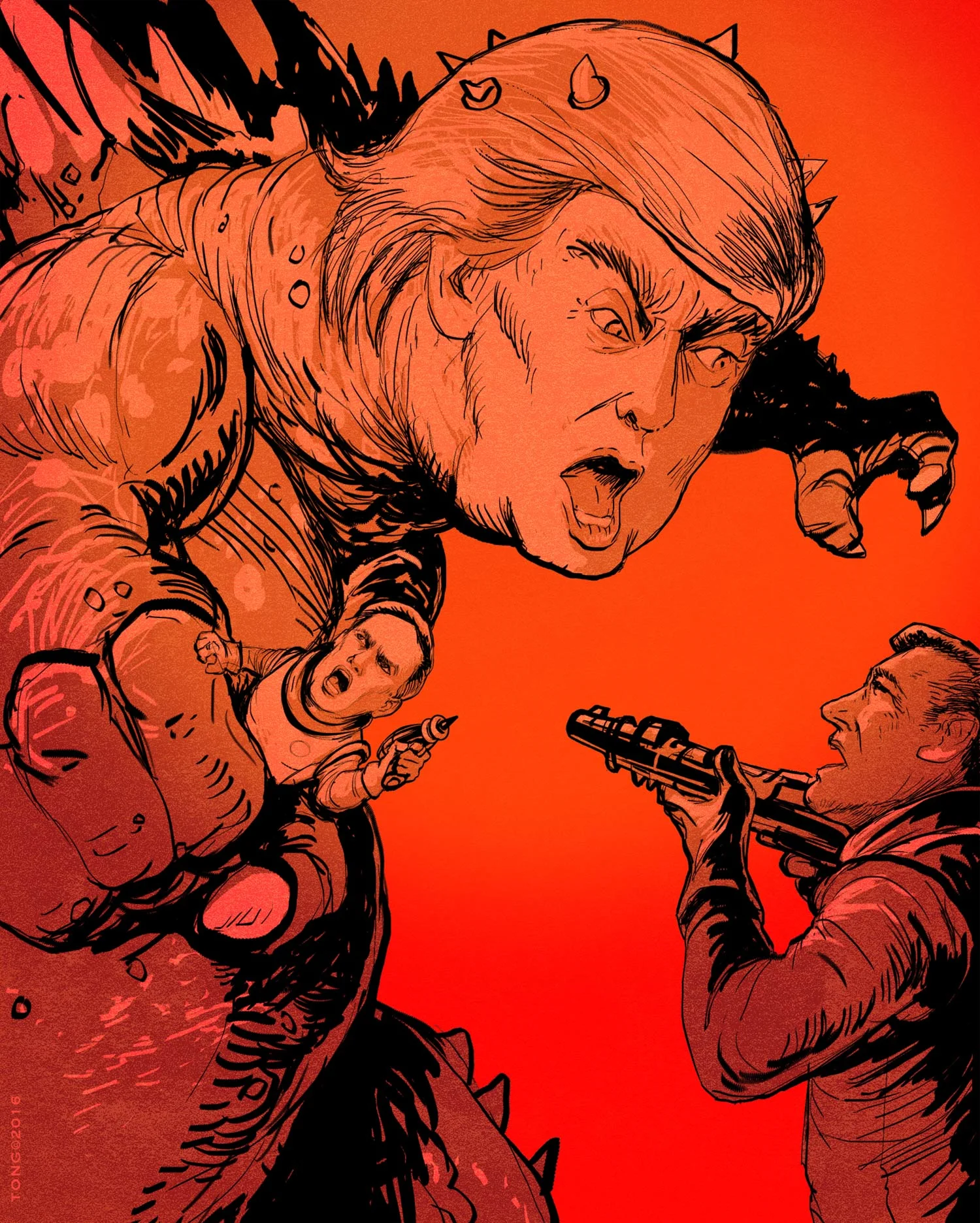 Donald Trump, Marco Rubio and Ted Cruz, Paul Tong © 2016