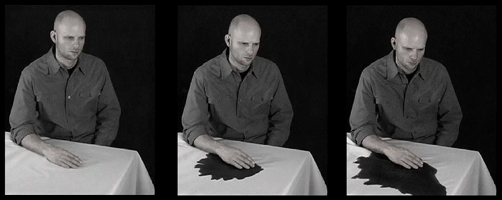 A Slow Still Dying , 2005 video 10 minutes 40 seconds (silent and in real time) for Karen Beckman © Brent Wahl “The camera’s rendering of reality must always hide more than it discloses, understanding is based on how it functions, and functioning takes place in time, and must be explained in time. Only that which narrates can make us understand”. (Brecht) In contrast, Susan Sontag when she says, “Photographs, which cannot explain anything, are inexhaustible invitations to deduction, speculation, and fantasy”. Instead of separating the traditional notions of time-based imagery and still photography, this piece combines the two. Shot in real time, my goal is to derail the viewer’s perceptions, and to make them unsure about what they are actually seeing. 