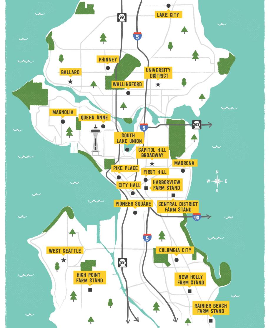 Map of Seattle for Fresh Bucks
