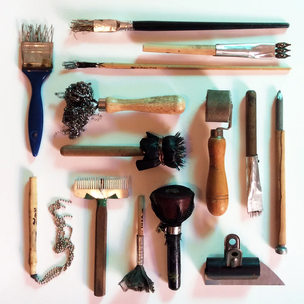 Handmade etching tools for the exhibition Heavy Metal, 2012