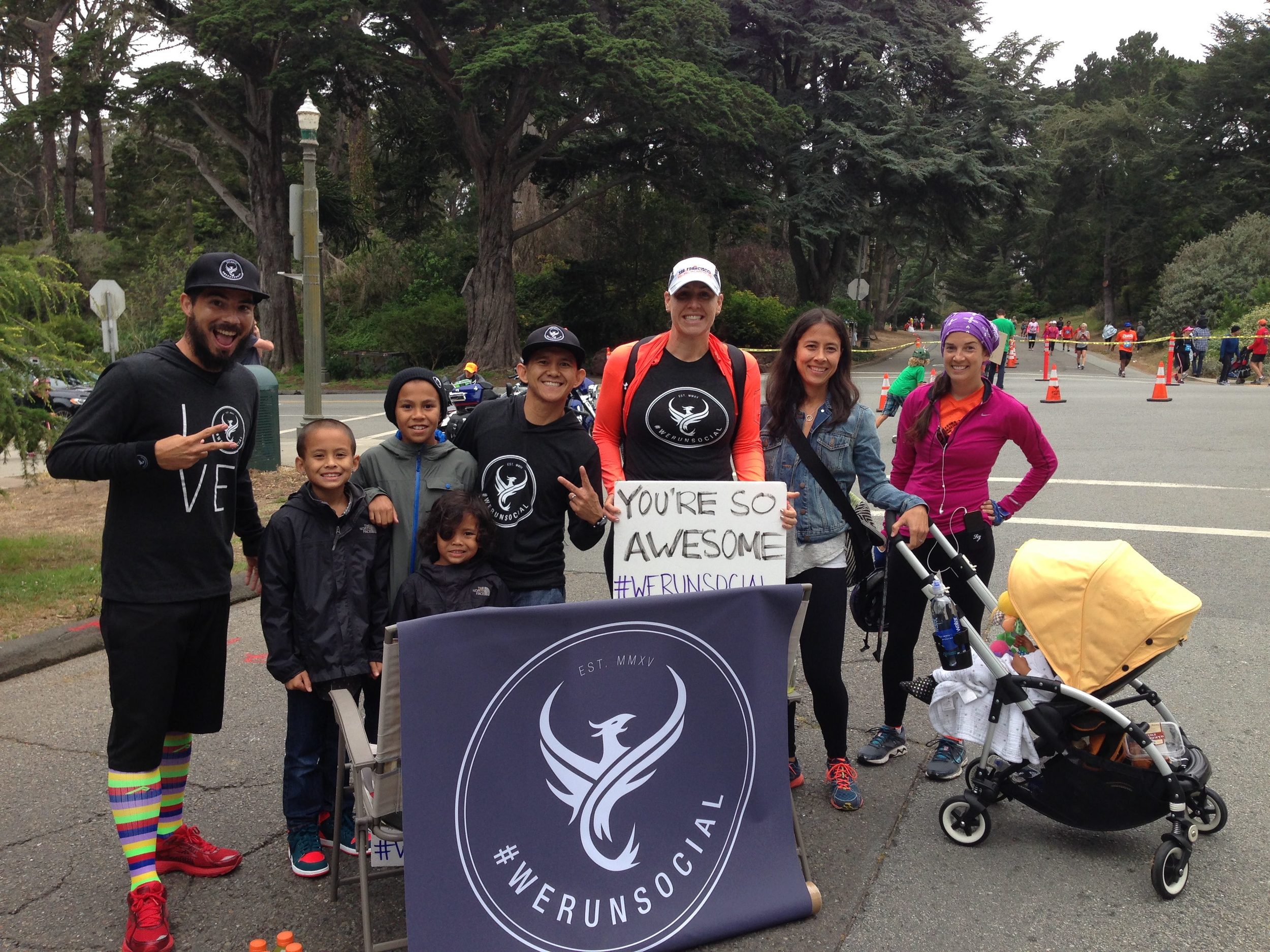 #WERUNSOCIAL cheer station at Mile 13/16. LtoR: @pavementrunner, @renewedme, @katietheactor