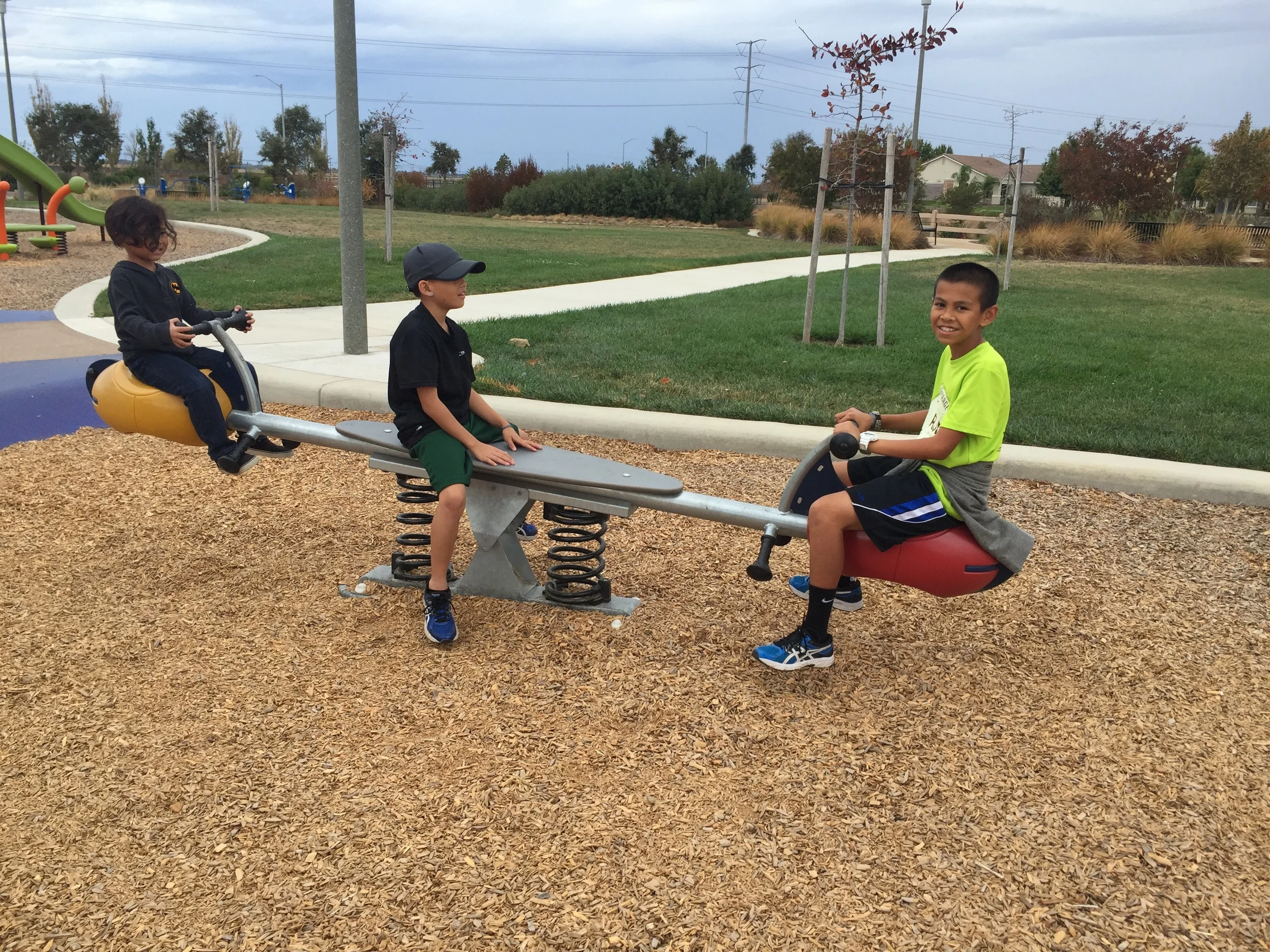 The boys playing together. Getting some "down time" before heading out to run again.