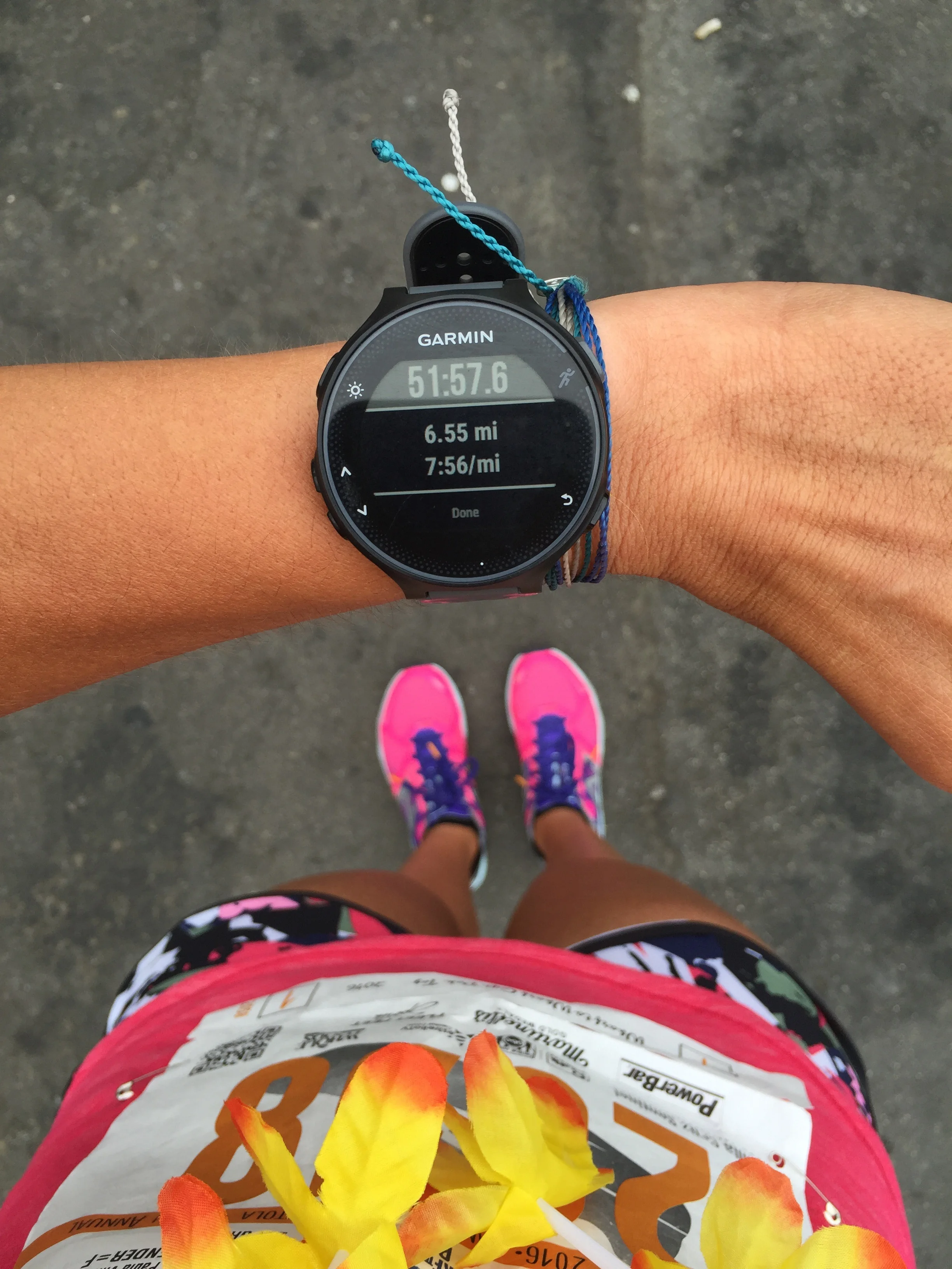 My finishing time plus my half mile warm up. Official finish time was 47:53, 7:58/mi