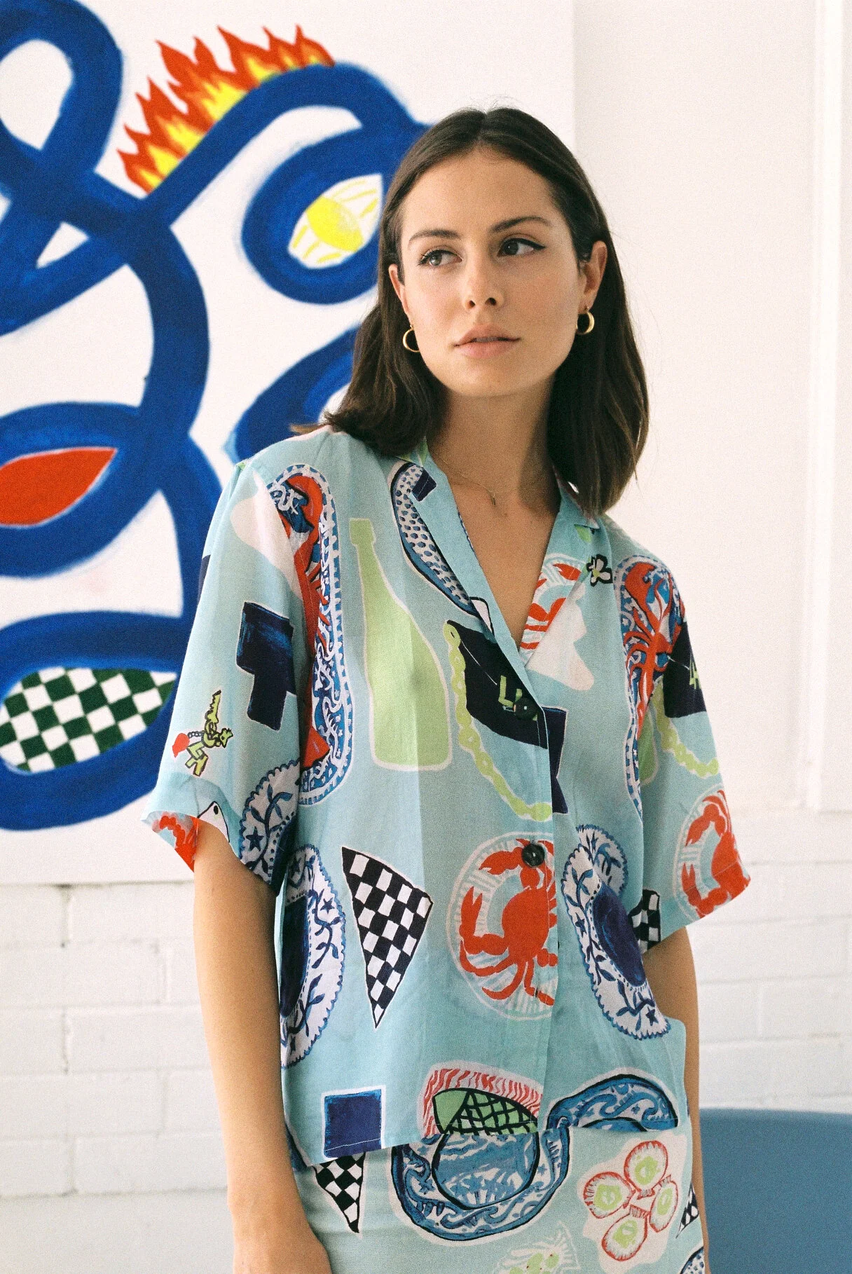 LOBSTER SHIRT in POOL BLUE — Lottie HALL
