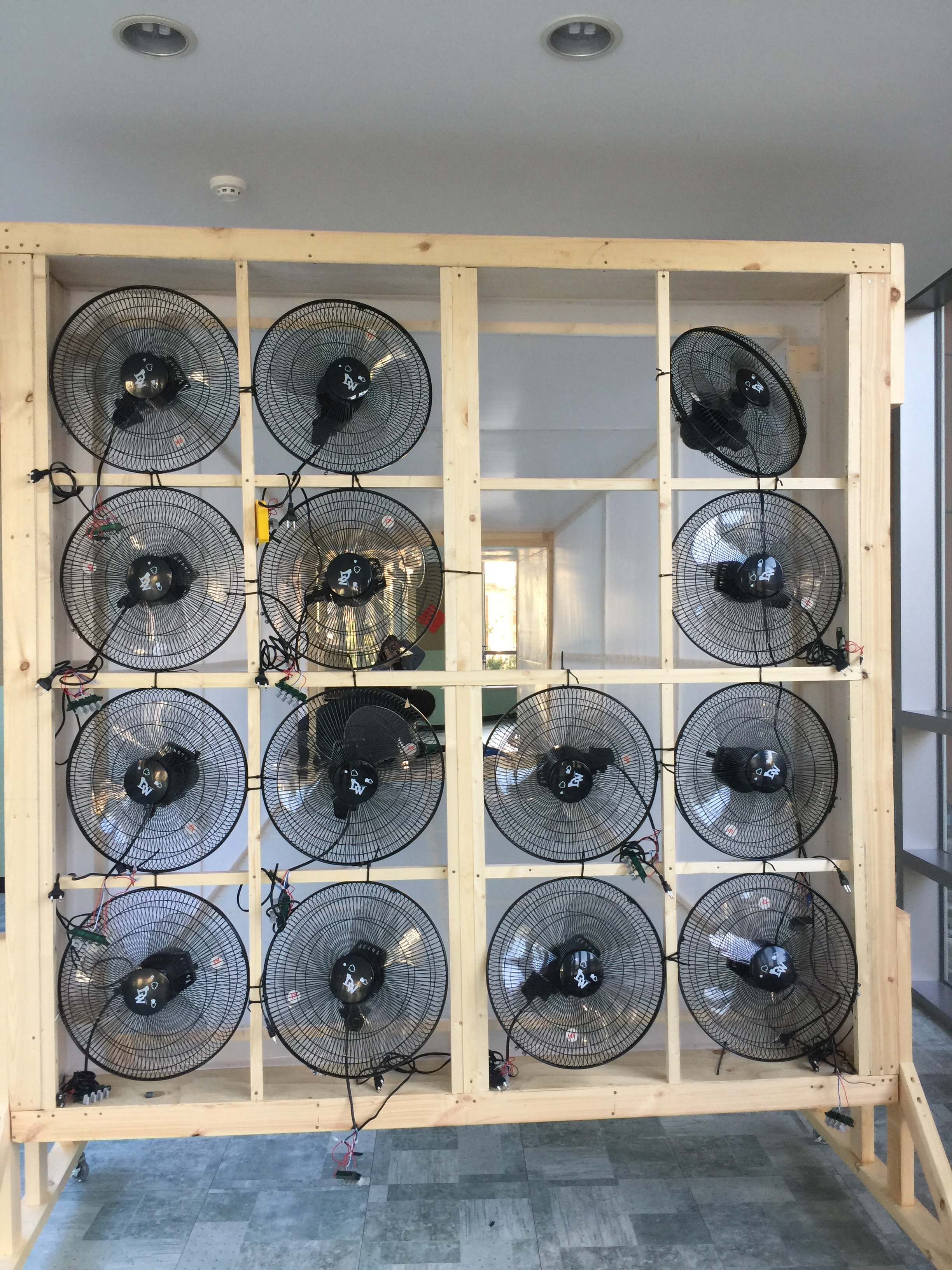 almost all the fans mounted and ready to go--just need their power boxes connected