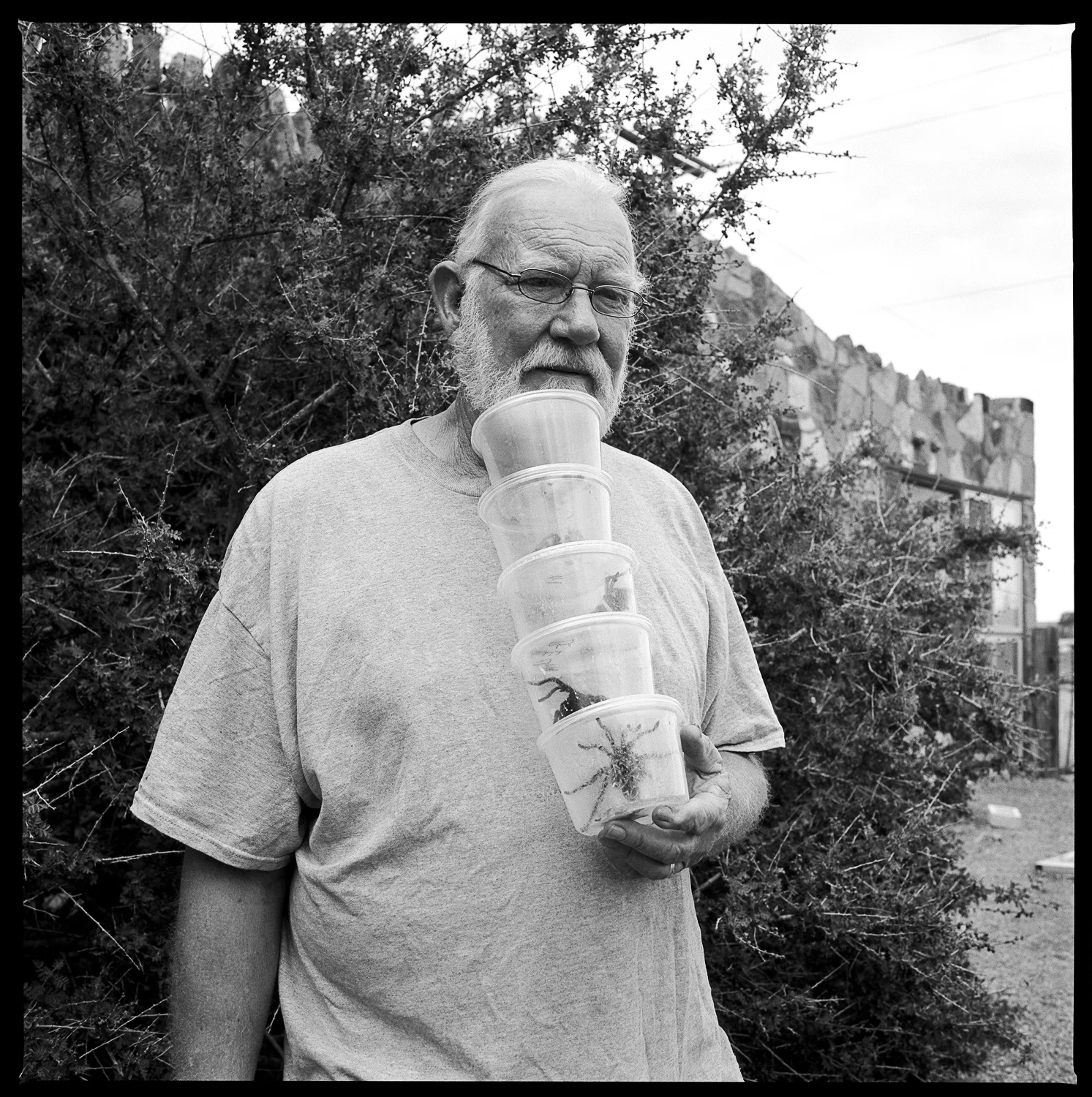 Snake farm owner Ft. Davis, Texas 2014) Made with Hasselblad 501c with Kodak 120 Tri-X 400 b&w film