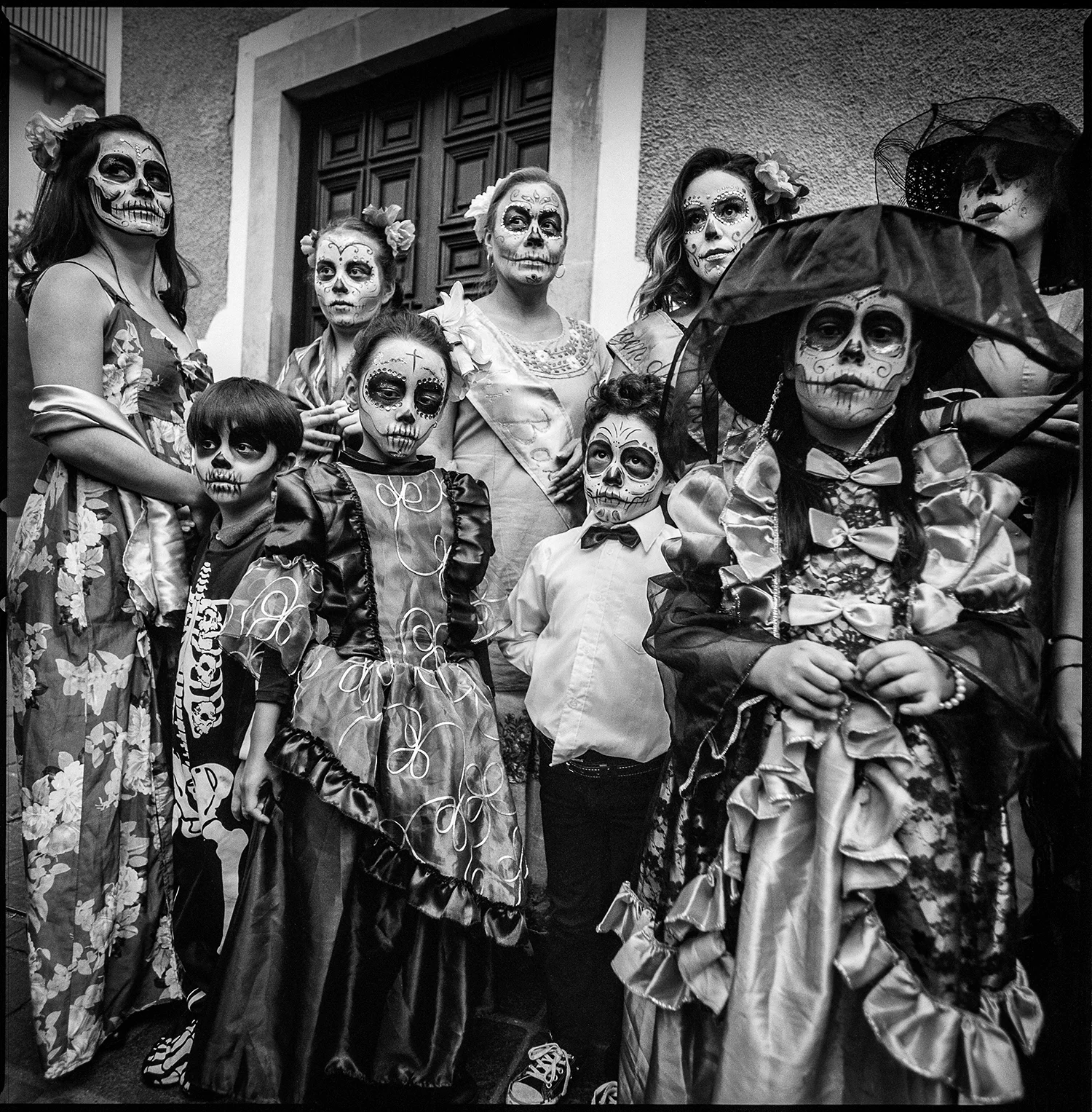 People waiting to join Day of the Dead parade Guanajuato, Mexico 2018