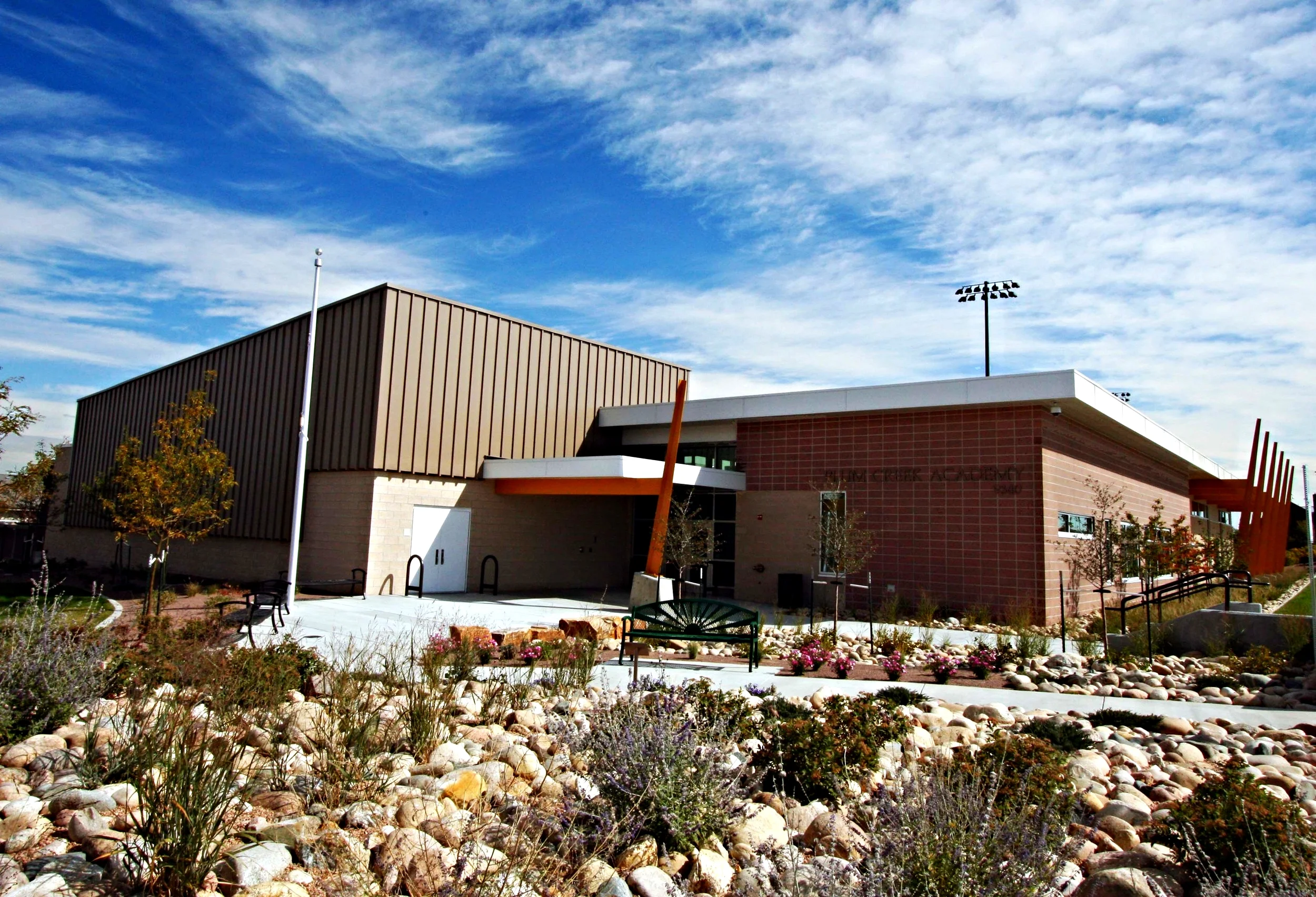 PLUM CREEK ACADEMY - New 14,500 SF academy for students grades 6-12 with special needs. Distinct features include an emphasis on daylighting and placement of mechanical units to create quiet classroom environments.