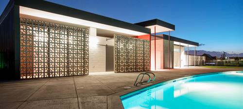 MAVERICK POOL - New 1,650 SF masonry pool house, swimming pool and park facilities including polycarbonate windows and shade structures, BBQ pits, picnic tables, outdoor showers, play structures, mail center and scrolled metal fencing. 
