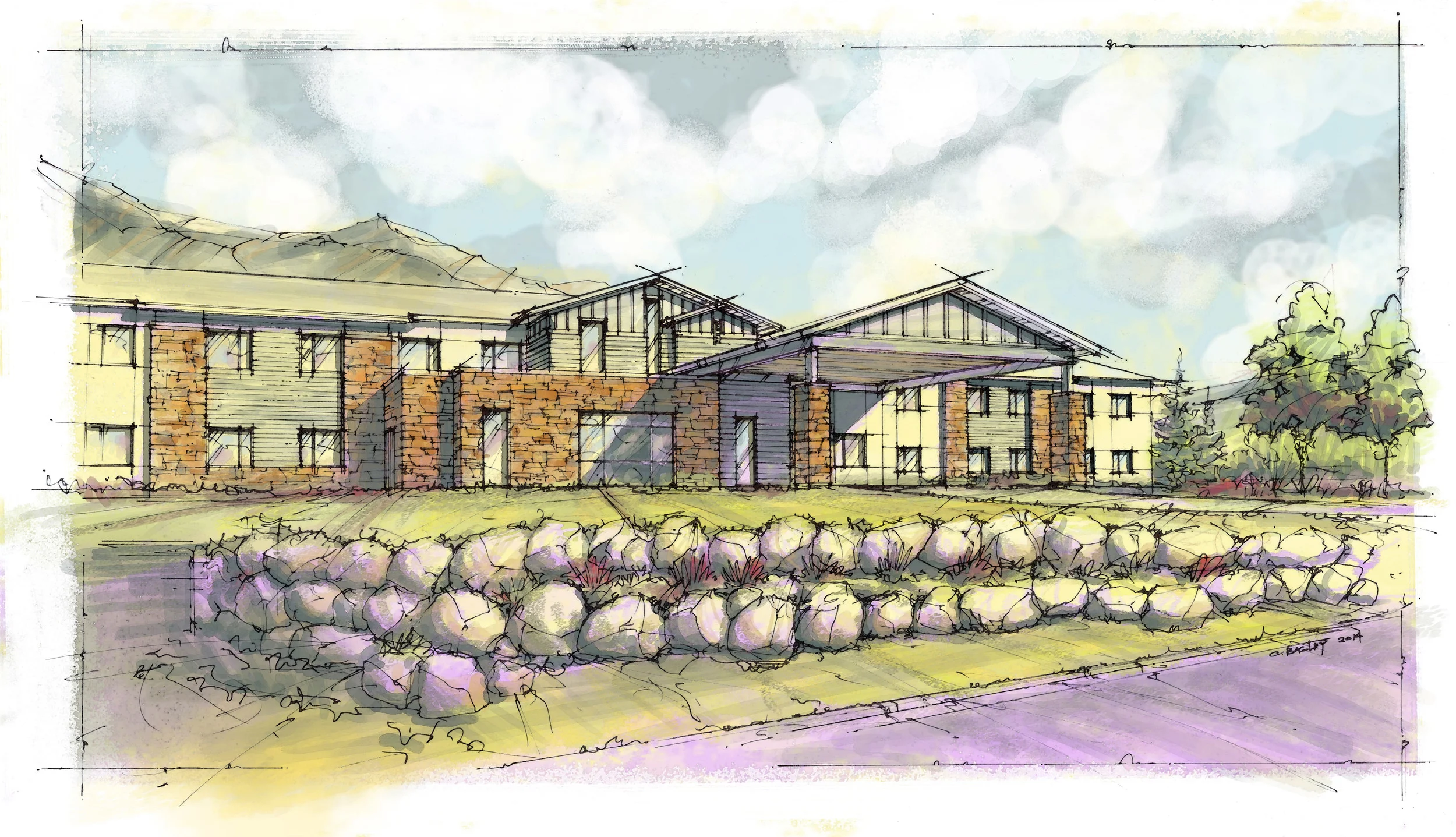 FOREST RIDGE SENIOR LIVING CENTER - New construction of a 2-story, 49,000 SF senior living center with 80 private rooms. There is an occupied medical center located on the project site in an adjacent building.