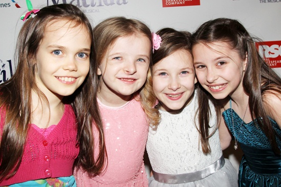 Oona, Milly, Sophia, and Bailey at Opening Night for Matilda