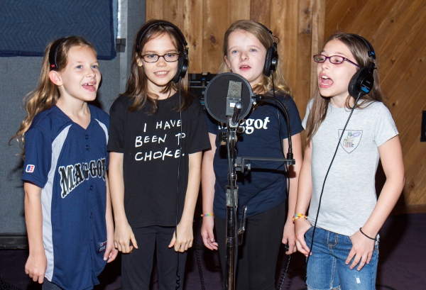 Sophia, Oona, Milly, and Bailey Recording the Cast Album for Matilda