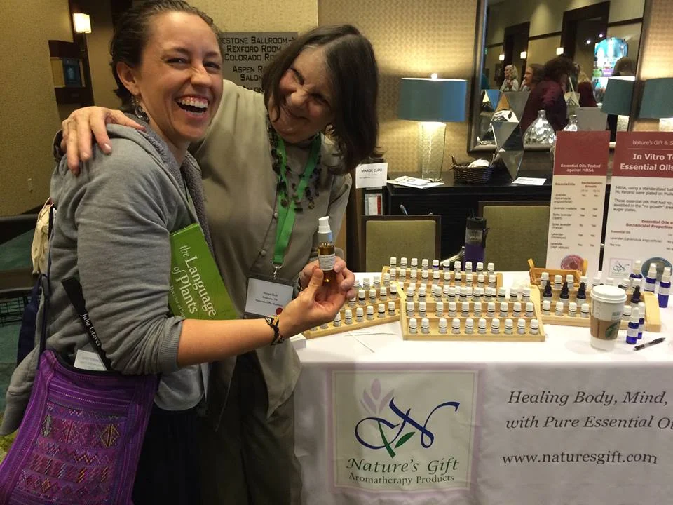 Here’s Marge and I at that same conference. The year I asked her to fill my pendant. I visited her booth again after twisting my ankle while dancing the night before.