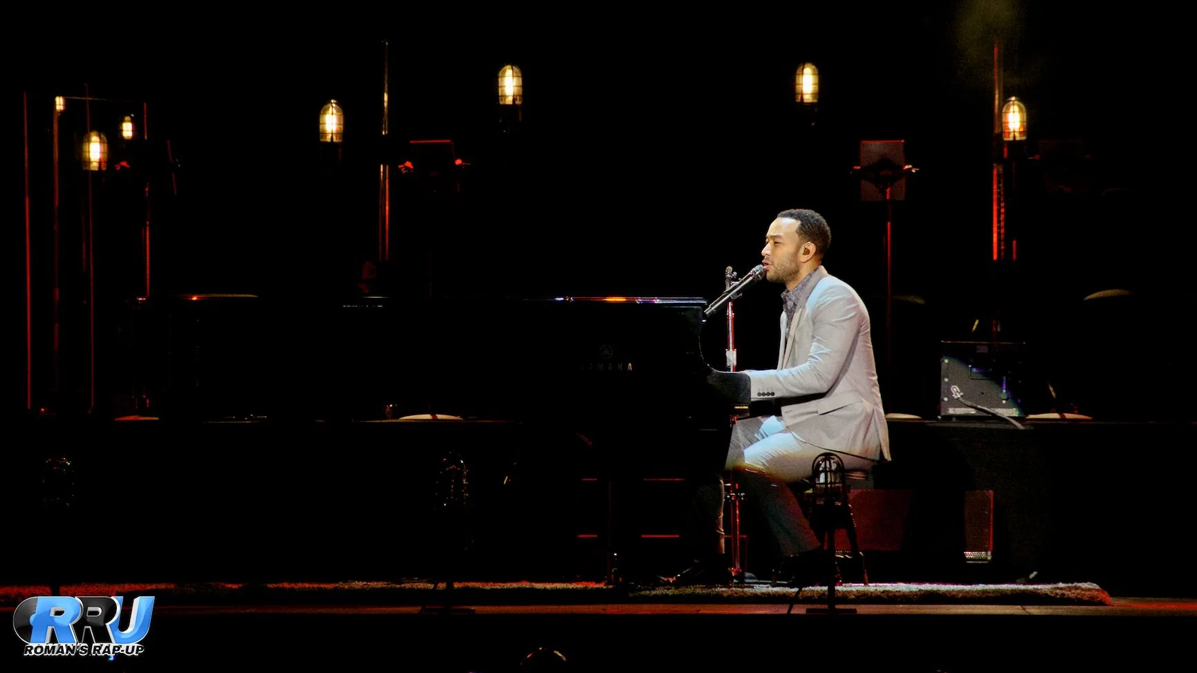John Legend performing at the Blue Hills Bank Pavilion in Boston, MA on August 9th as part of his "All Of Me" tour. (Benjamin Esakof/Roman's Rap-Up)