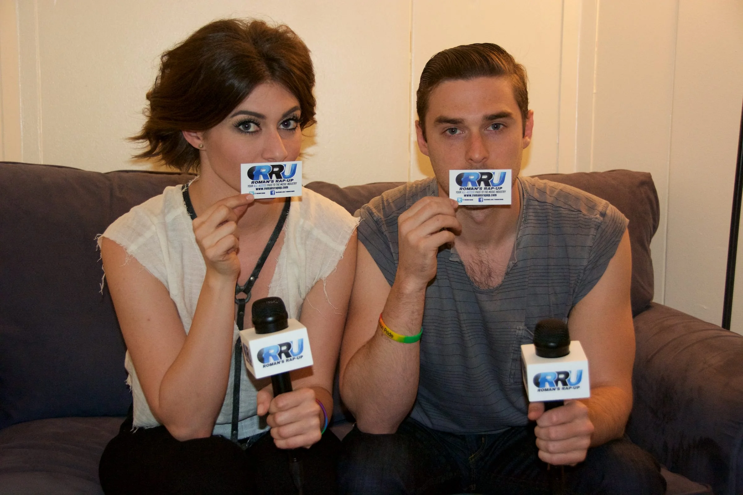 Amy Heidemann (left) and Nick Noonan (right) of Karmin pose for Roman's Rap-Up (Benjamin Esakof/Roman's Rap-Up).