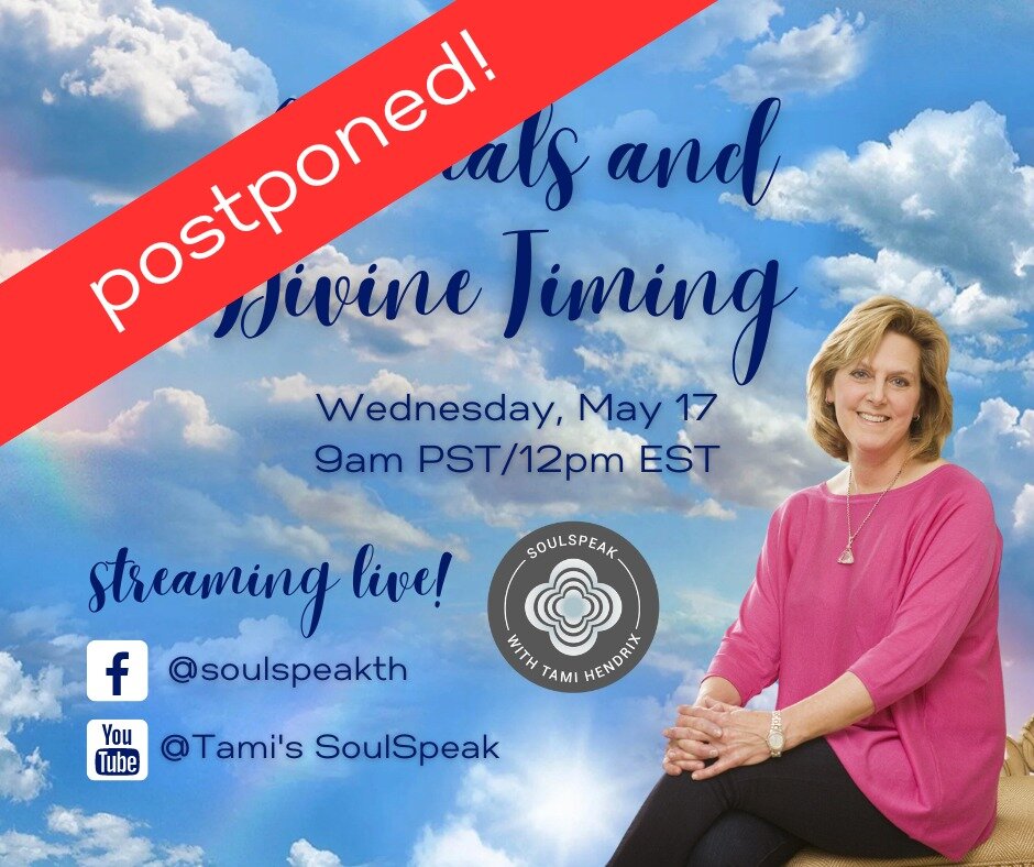 Dear Friends,
Due to unforeseen circumstances, I need to postpone today's show until next week. Thank you for understanding.
I can't wait to see you NEXT Wednesday, May 24, 9am PST/12pm EST.
Much love,
Tami.