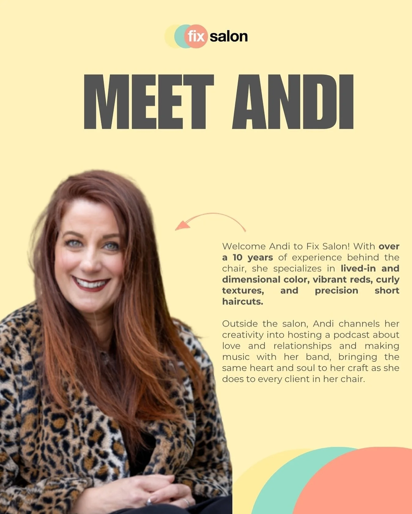 Fix Salon Seattle is thrilled to welcome Andi, our newest Level 2+ Stylist, all the way from the golden streets of Los Angeles. 

With over a decade of experience and roots in California&rsquo;s top salons, Andi brings serious star power behind the c