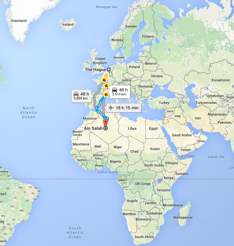 Overview of the cycle route from The Hague to Cape Town. A long way!