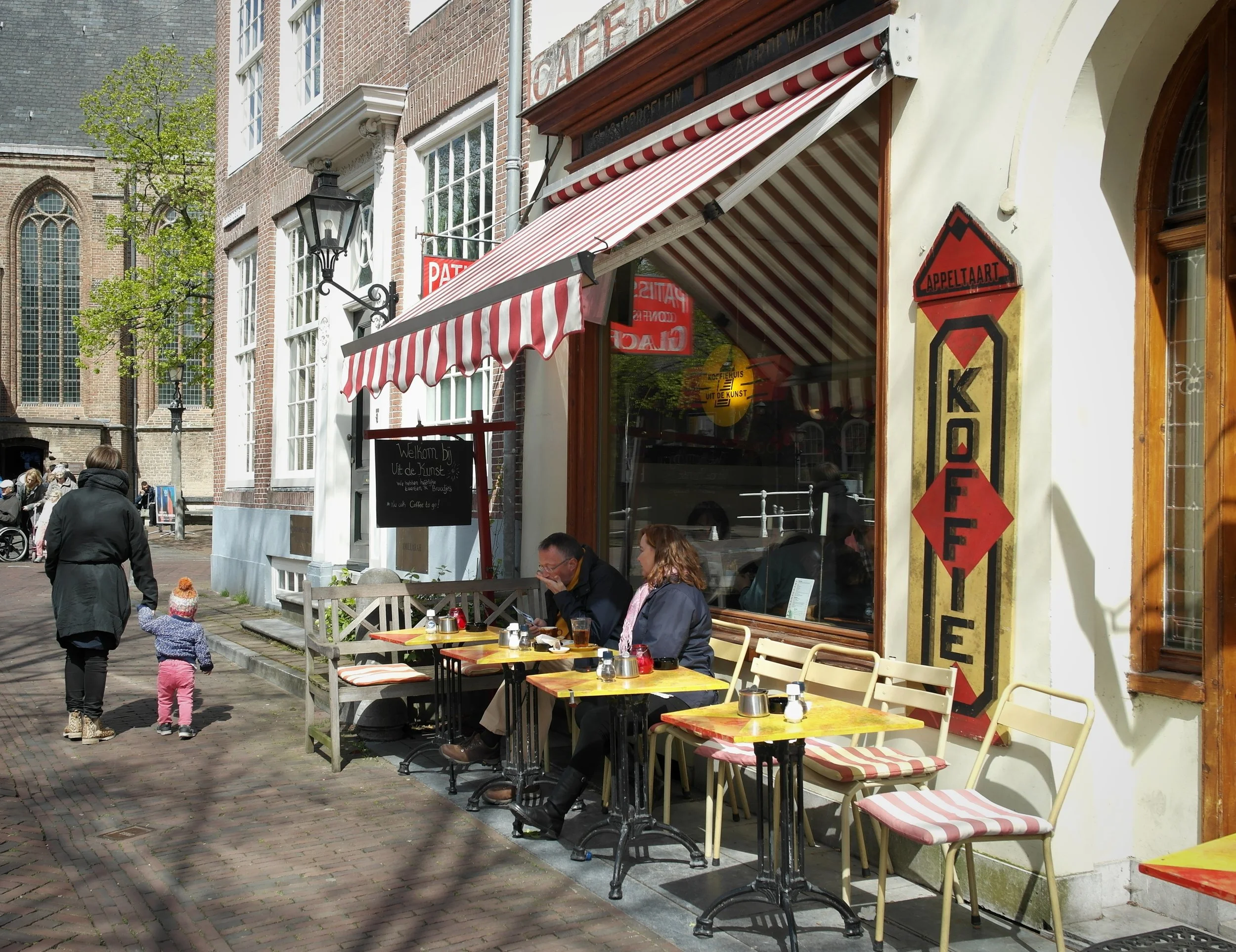 A great place to sit. Outside the cafe close to the Oude Kerk in the centre of Delft.