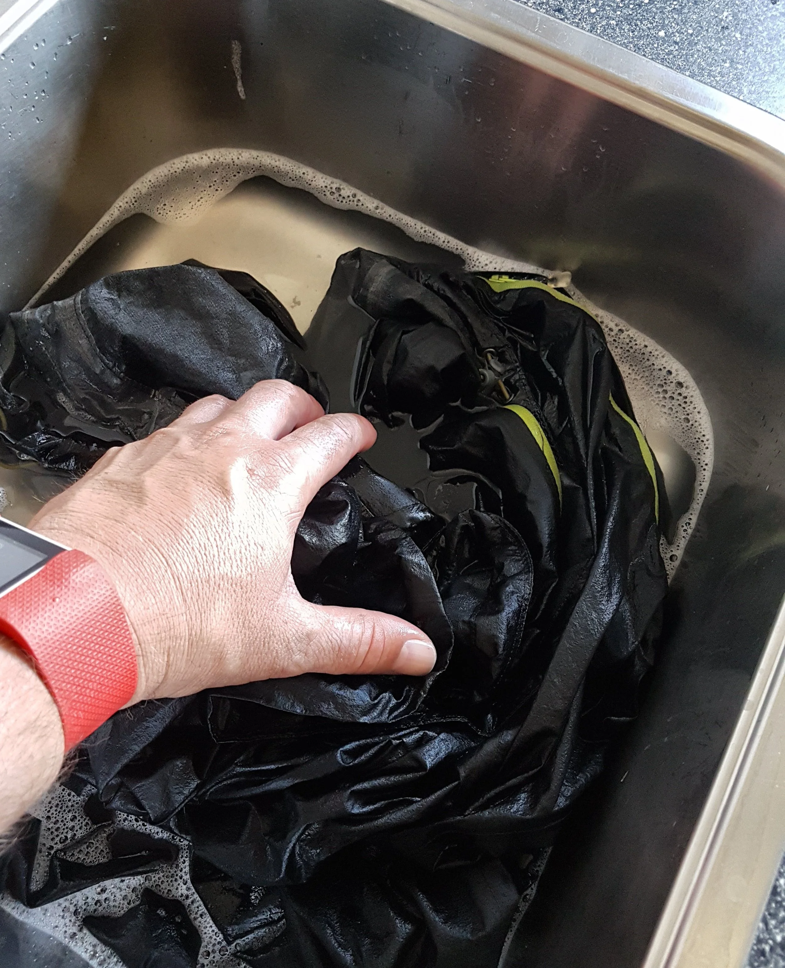 Time to wash away the excess detergent.