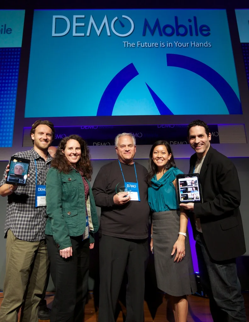 Part of the Volio team accepting the DEMO GOD award, given to the five most-promising startup companies out of thousands that applied.