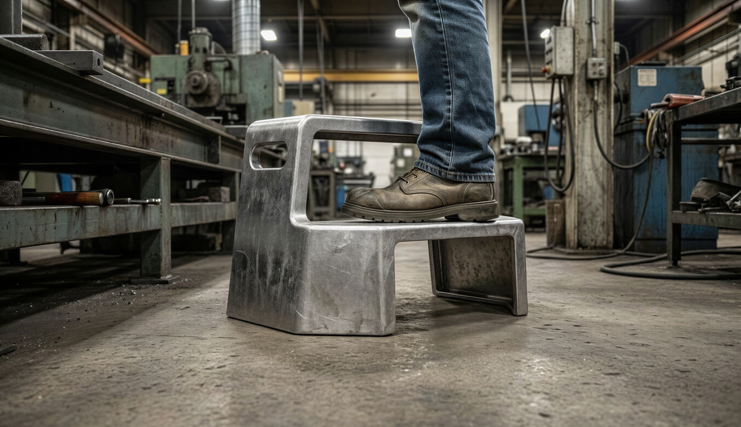 2x_one human stands on the stool, focus only on the leg. replace the enviorment with a facotry..png