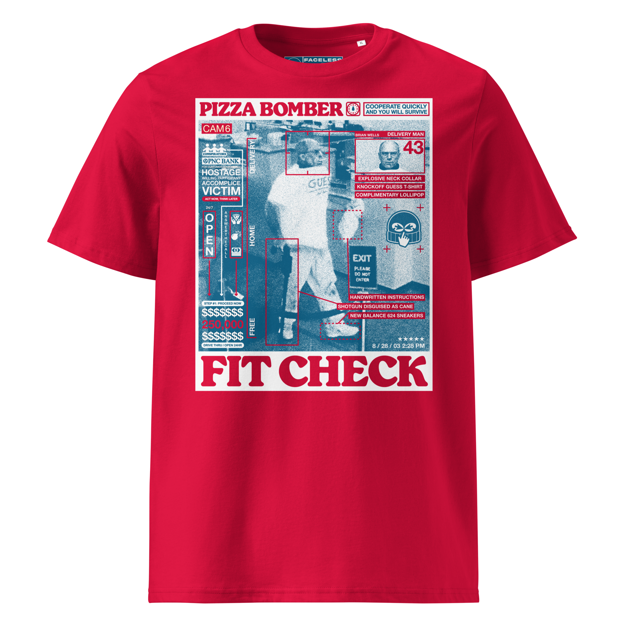 Faceless x Podawful Pizza Bomber Tee (RED MODE)