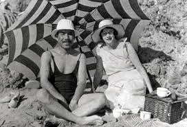 Taketsuru and wife pictured drinking (what we would like to assume) are mugs of his favourite whisky at the beach