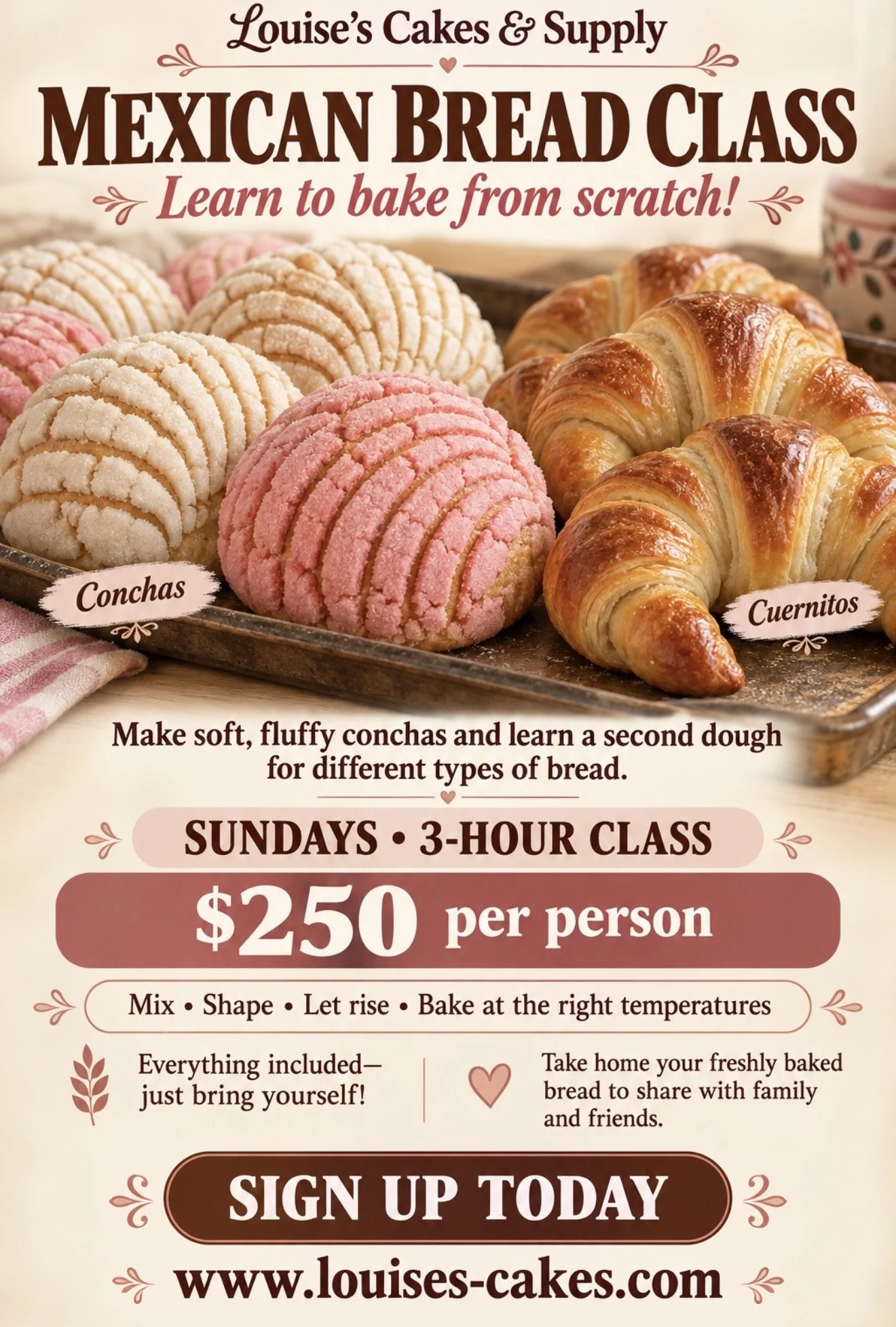 Bread/ Concha Class November 8 @ 10:00 a,m,