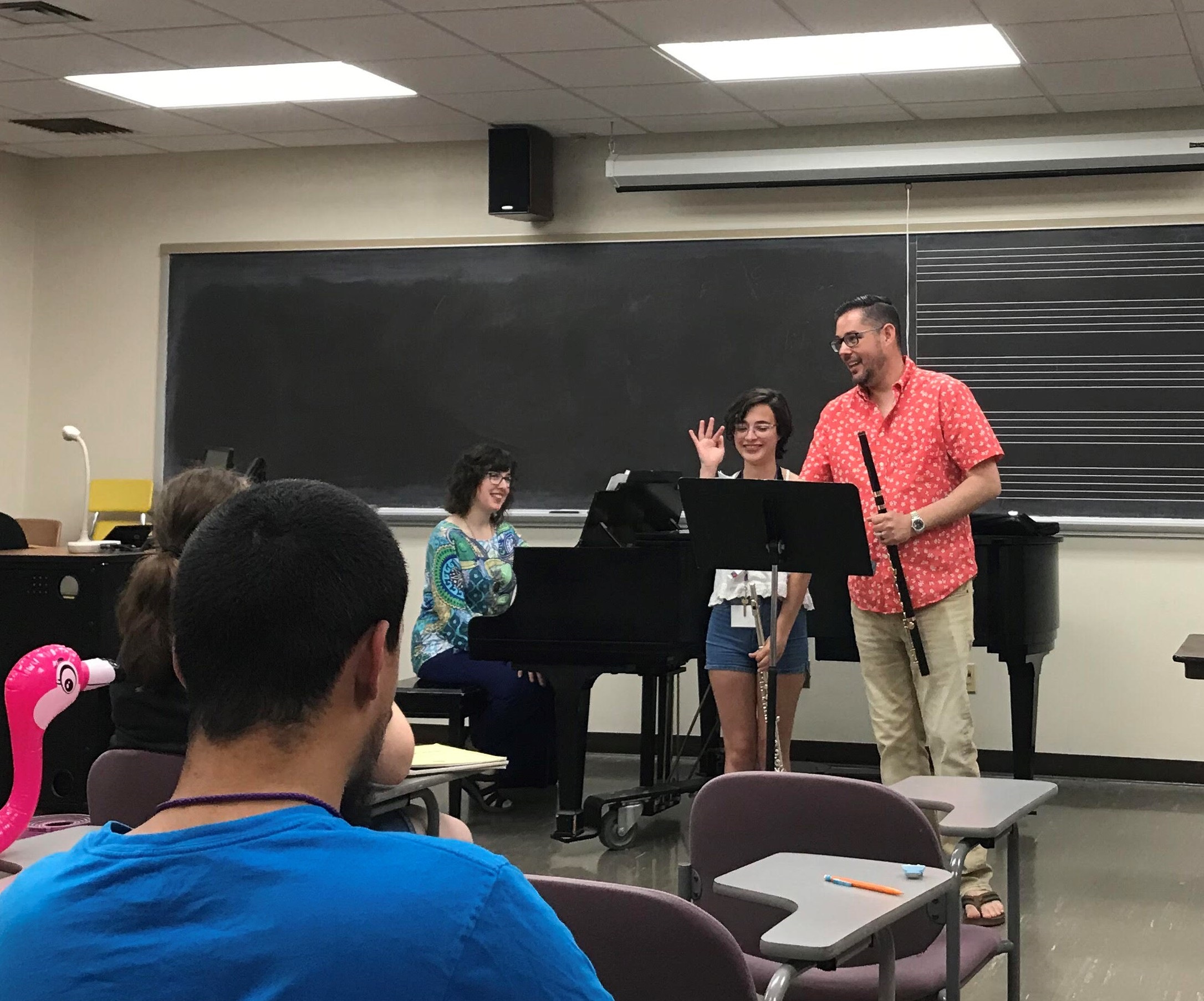 Teaching a masterclass at the 2019 University of Wisconsin-Whitewater Flute Camp.