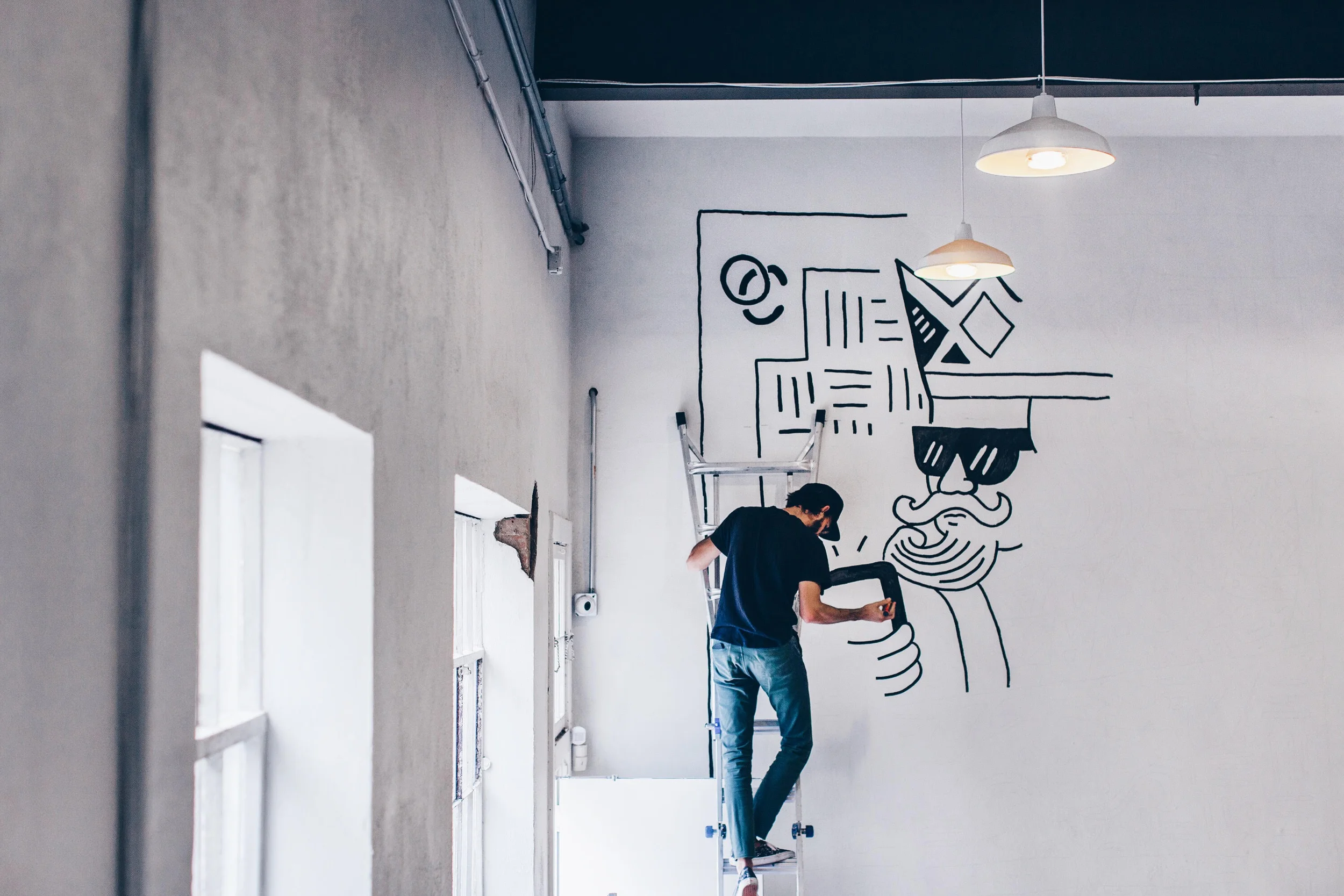 Common Desk Oak Cliff Mural Process by Kyle Steed