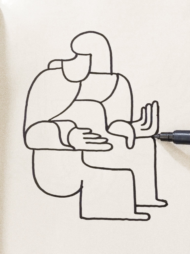 Seated Figure Line Drawing by Kyle Steed