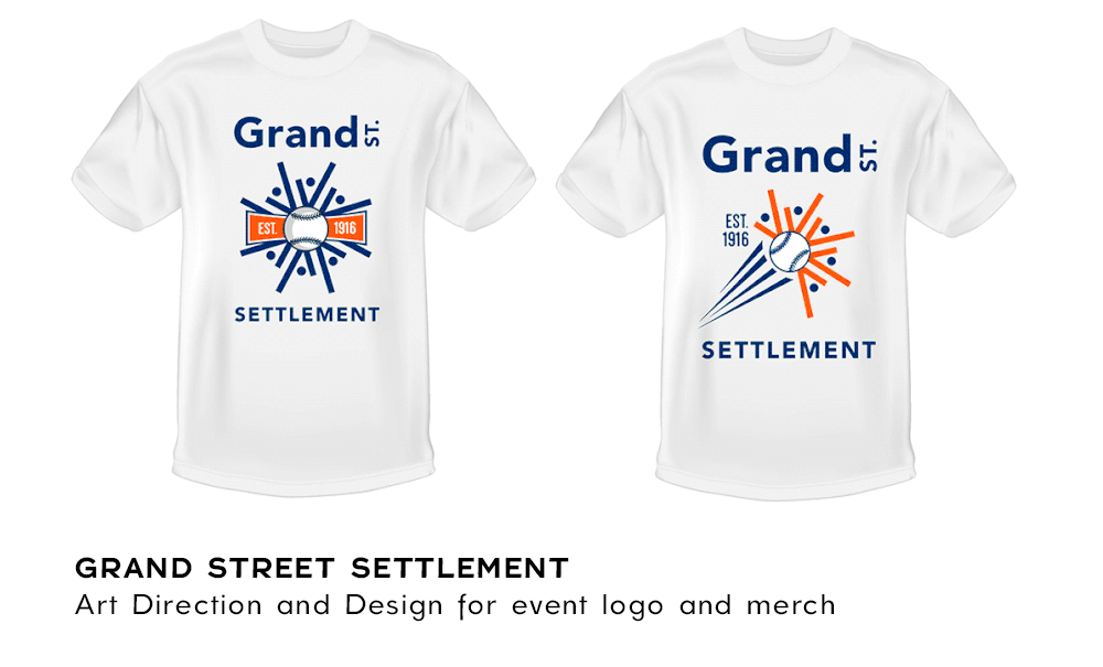   Client:    Grand Street Settlement   Art direction and design for fundraiser logos and swag. 