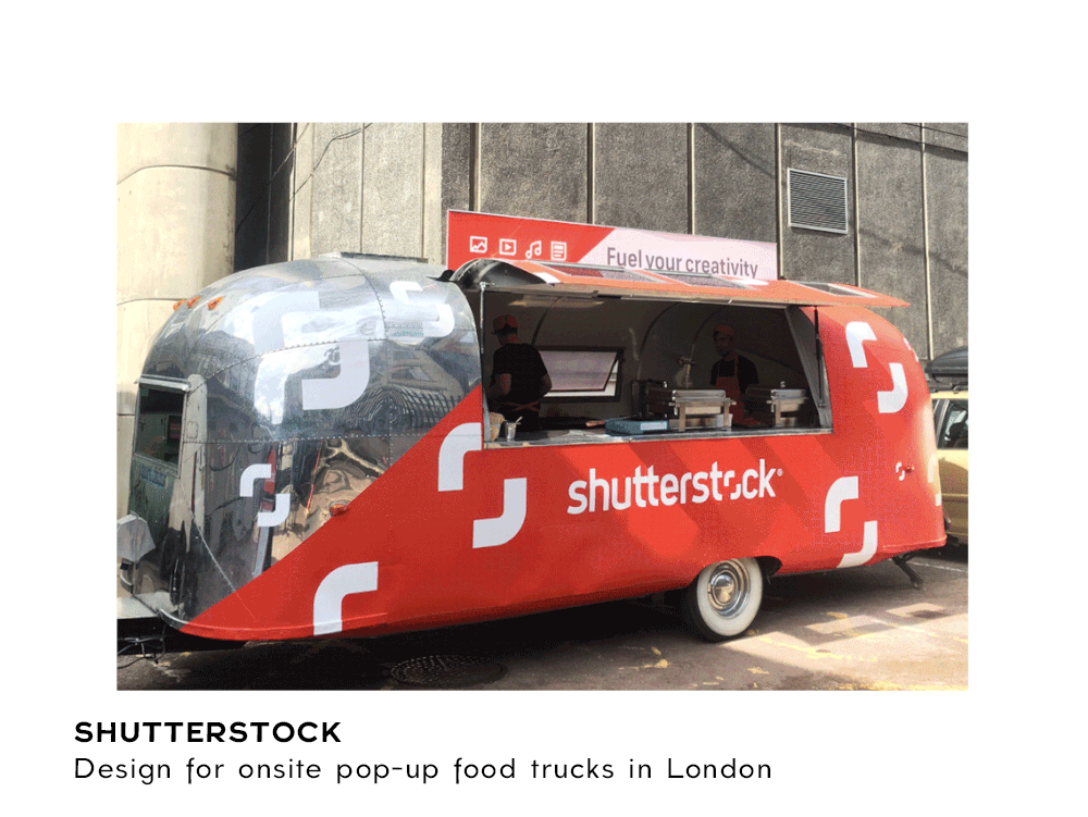   Graphic Designer at    Shutterstock   Graphic Design for pop up promo food trucks, onsite at ad agencies in London. 