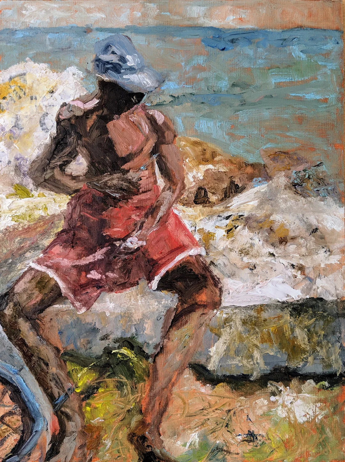 Oil, Collage on Arches paper mounted on board • 16" x 12"