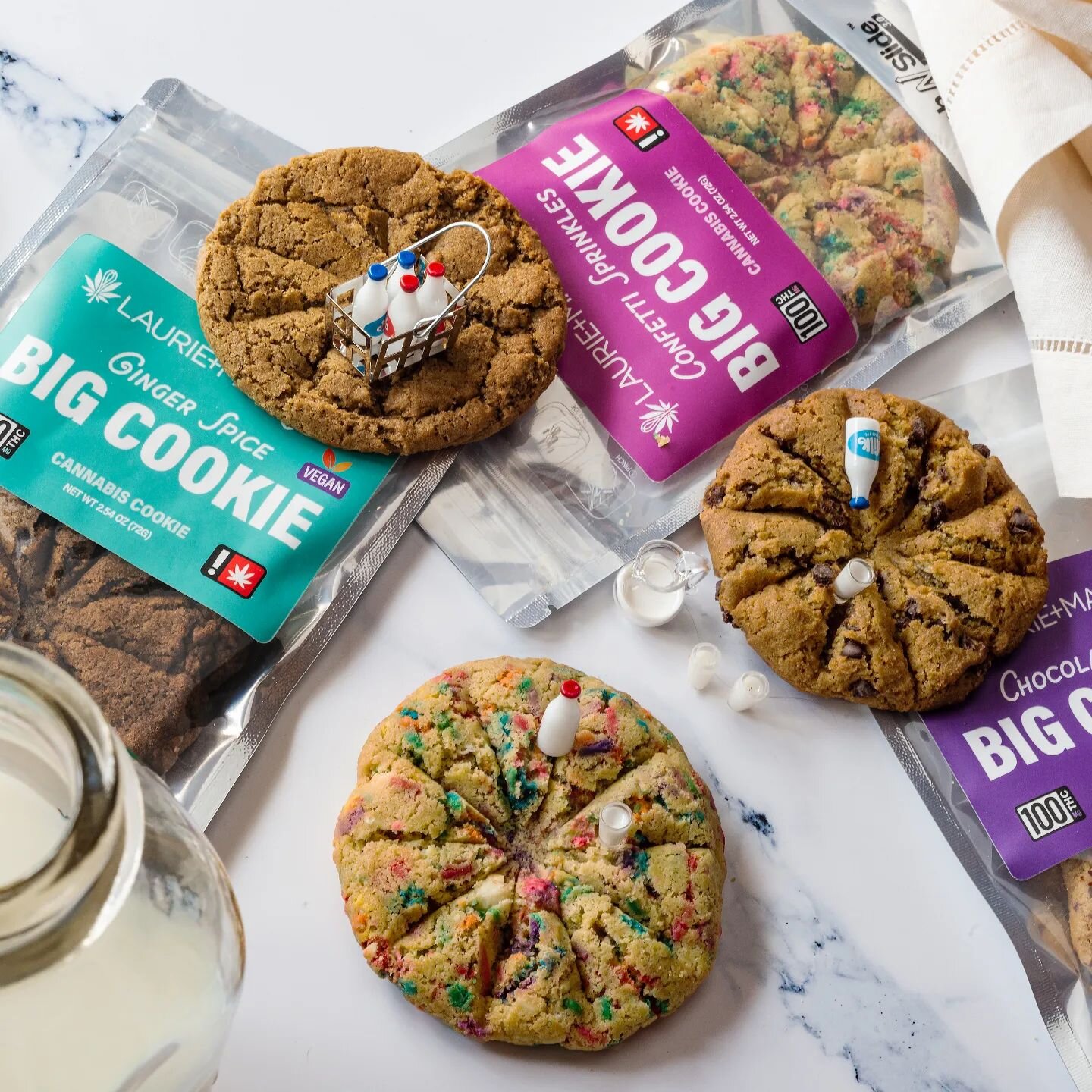 Laurie + MaryJane&rsquo;s best-selling cookies are now available at 100 mg 🌿 in one BIG COOKIE! Everyone knows a BIGGER cookies means a BETTER cookie, so we made the same great cookies at double the size and double the potency. Like all signature La