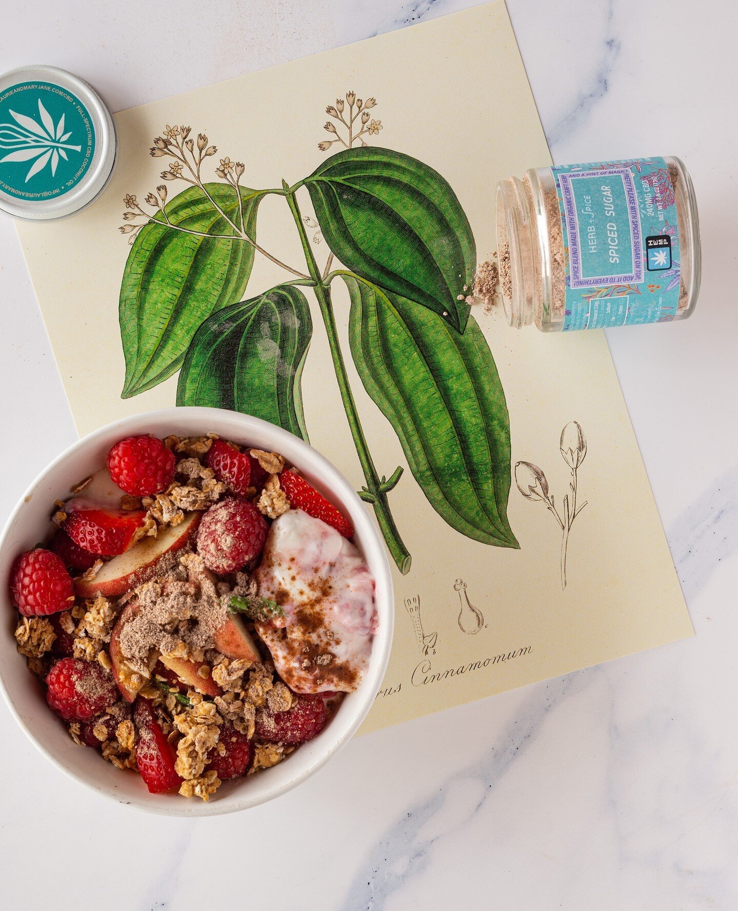 Ease into the morning with a little Herb + Spice. Our Spiced Sugar Seasoning takes your standard breakfast yogurt bowl to a whole new level of deliciousness. 🌞🥣✨ #LaurieAndMaryJane #herbandspice #CBD #InfuseEverything #breakfast⁠
.⁠
Check our bio f