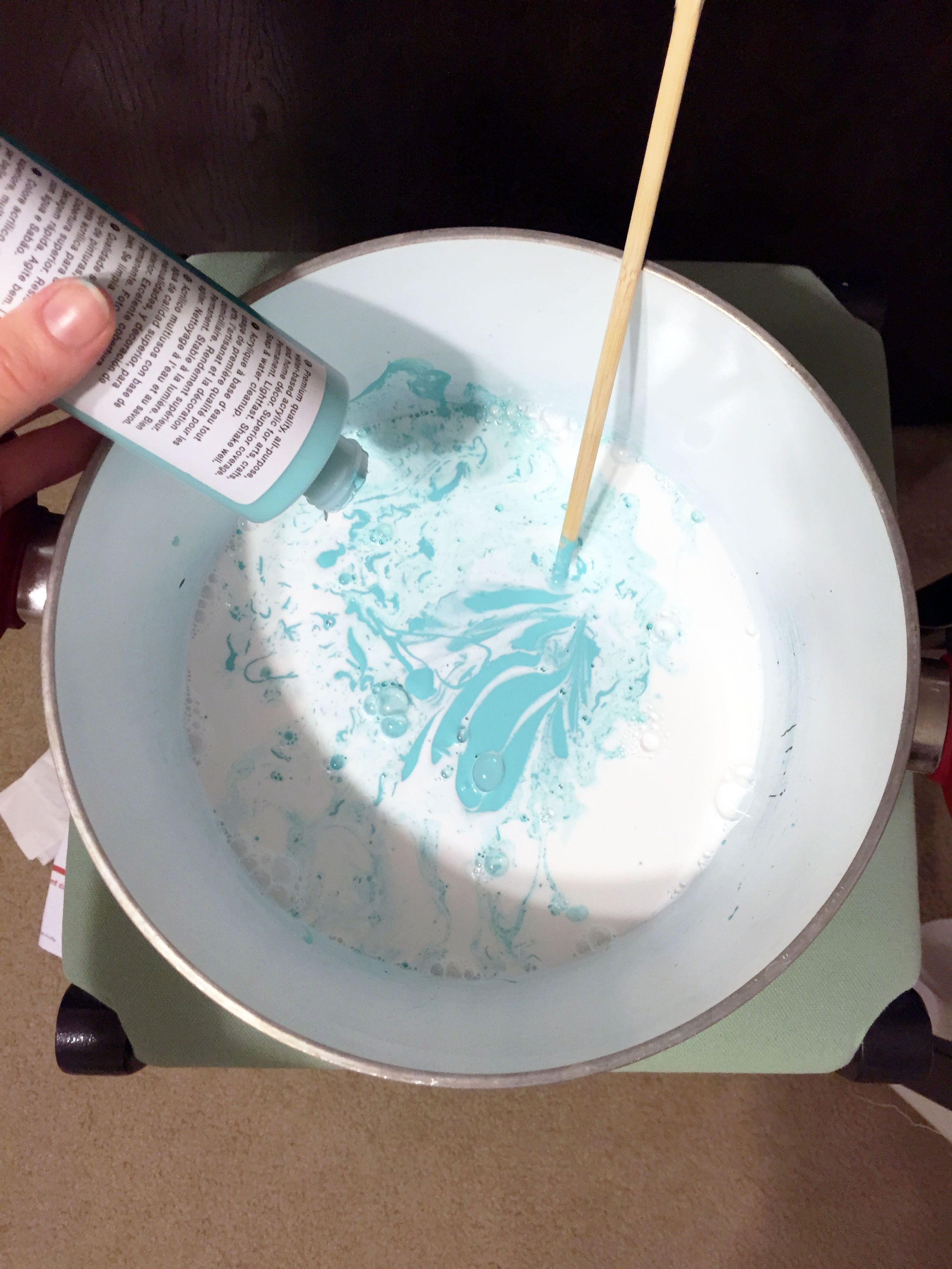 The mixing process. I felt like a crazy witch lady mixing a caldron of potion. 1 unicorn hair...