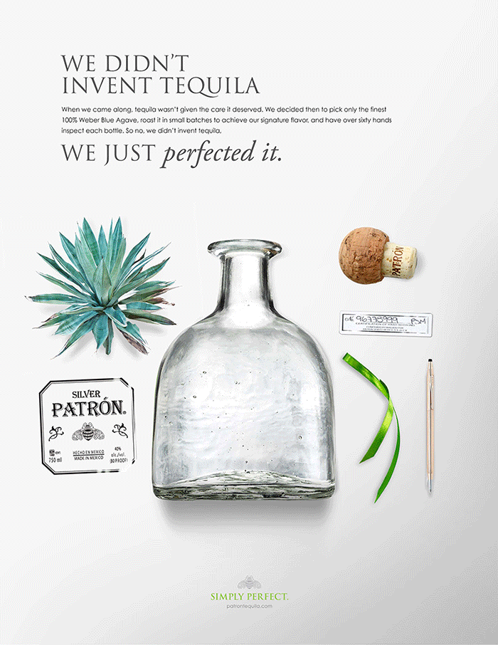 Evolution GIF of all the Patrón print comps.