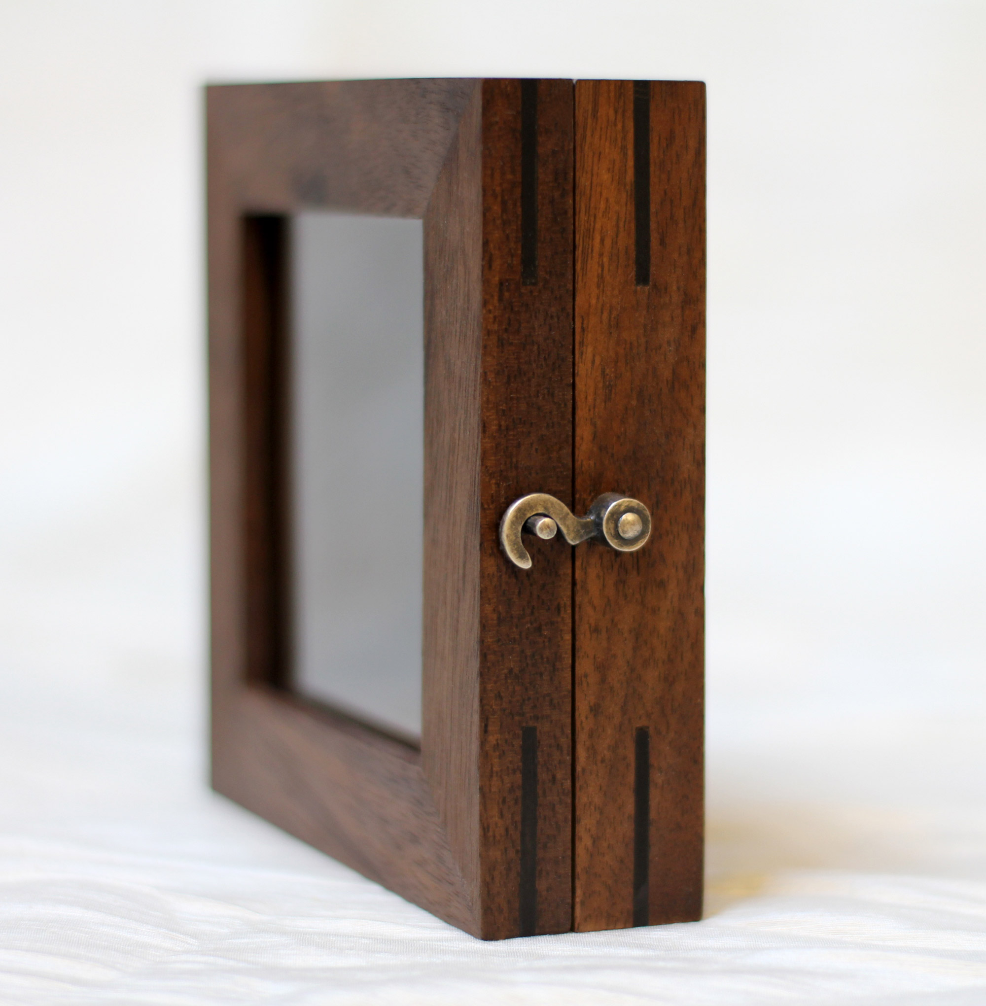 WALNUT JEWELRY BOX, 2011. Walnut, ebony, silver latch, steel hinges.